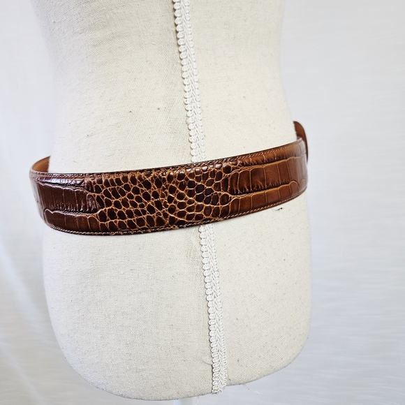 Lauren Ralph Lauren Croc Embossed Genuine Italian Leather Belt Large - Picture 4 of 8